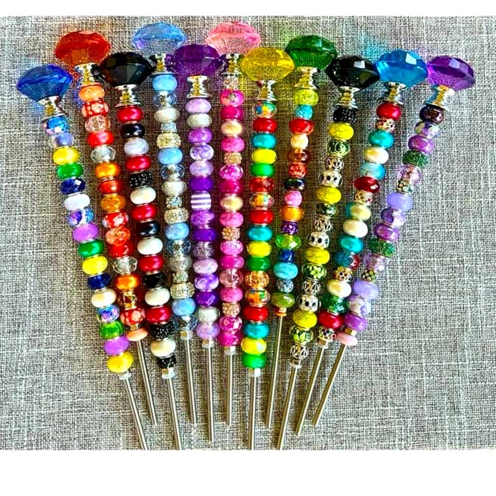 Colorful Beaded garden or plant stakes